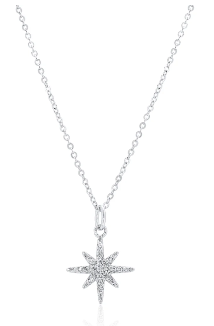 Moissanite Starburst Pendant Necklace, Sterling Silver
