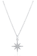 Moissanite Starburst Pendant Necklace, Sterling Silver