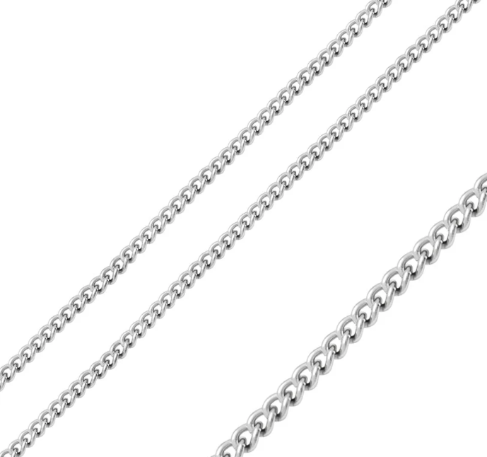 16 Inch Rhodium Plated Stainless Steel 4.5mm Curb Link Chain Necklace
