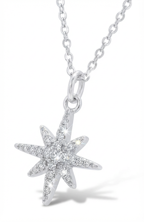 Moissanite Starburst Pendant Necklace, Sterling Silver