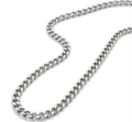 16 Inch Rhodium Plated Stainless Steel 4.5mm Curb Link Chain Necklace